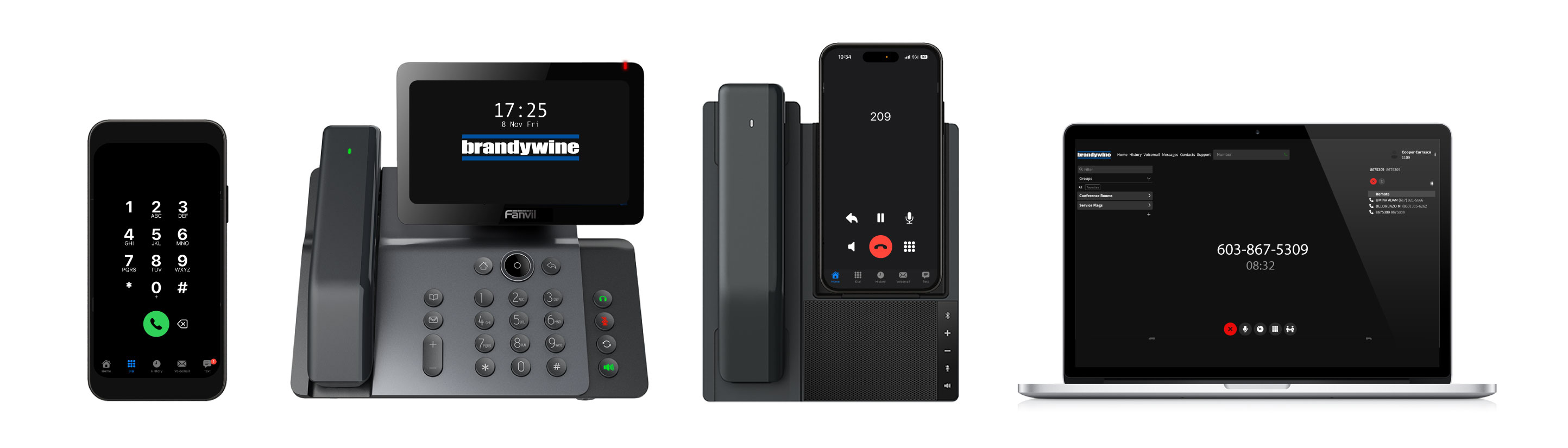 Brandywine desk phones, handsets and mobile apps